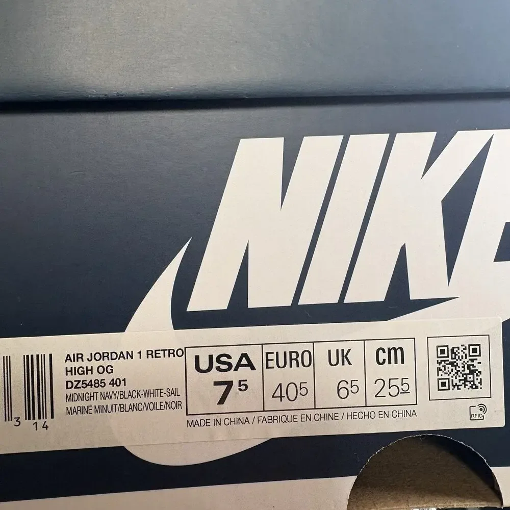 Air Jordan 1 Retro High OG Men’s Size 7.5 Midnight Navy/White Shoes DZ5485 401